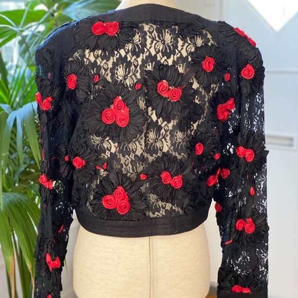 Vintage Black Red Raffia Bolero and Skirt Set - Picture 11 of 15